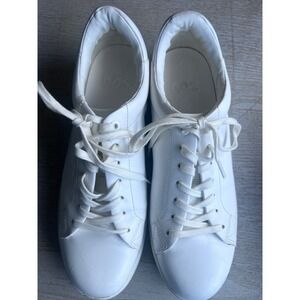 Michael Kors‎ White Leather Low Top Sneakers Womens 9M FT22E Lace Up Round Toe